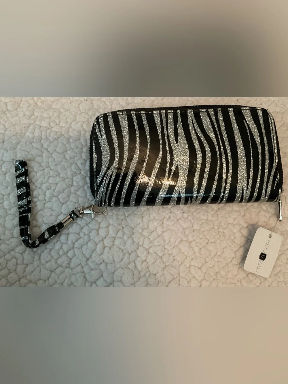 Nouveau Black and Silver Zebra Wristlet